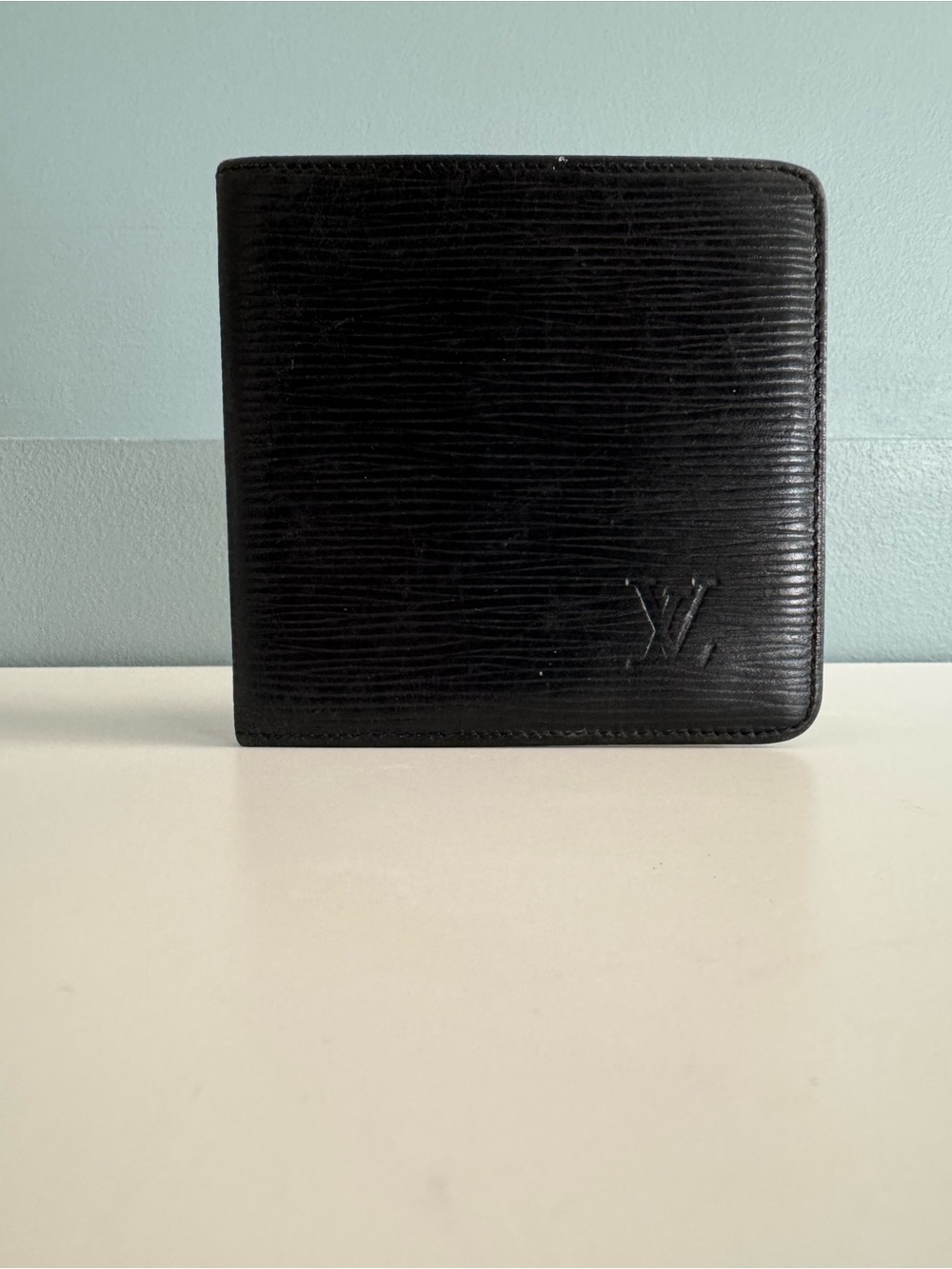 Louis Vuitton Black Epi Leather Men's Wallet with Embossed LV